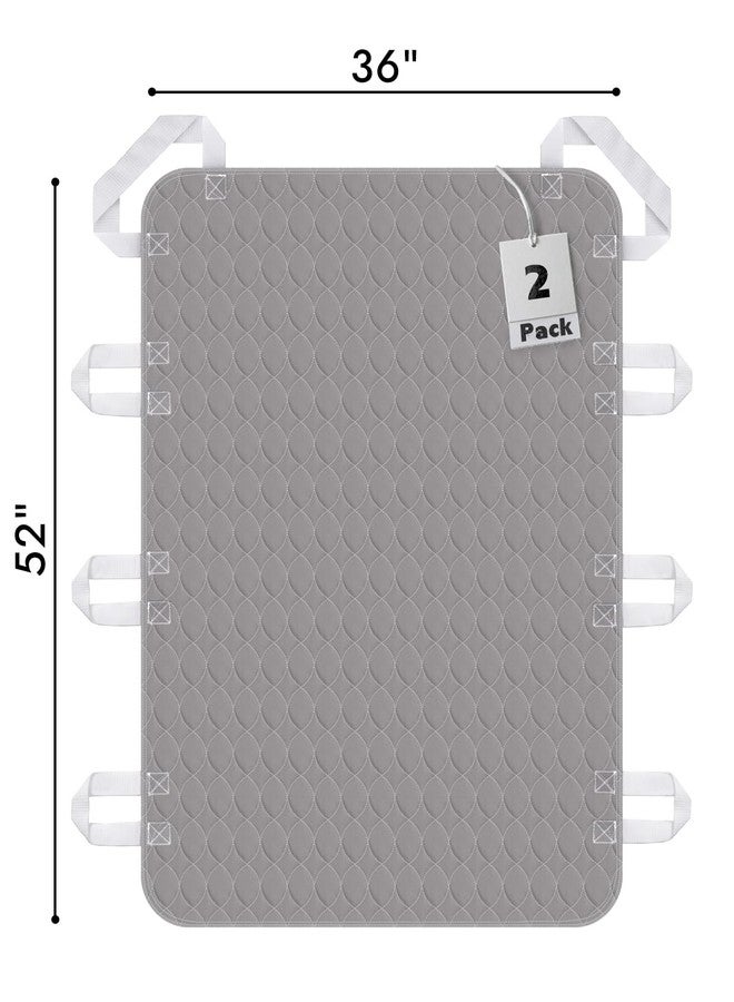 Brosive 2 Pack Positioning Bed Pad with Handles, 8 Sturdy Handle Washable Bed Pads for Incontinence, Waterproof, Reusable Underpads for Elderly Hospital Home Care, Grey, 36”×52” - Image 3